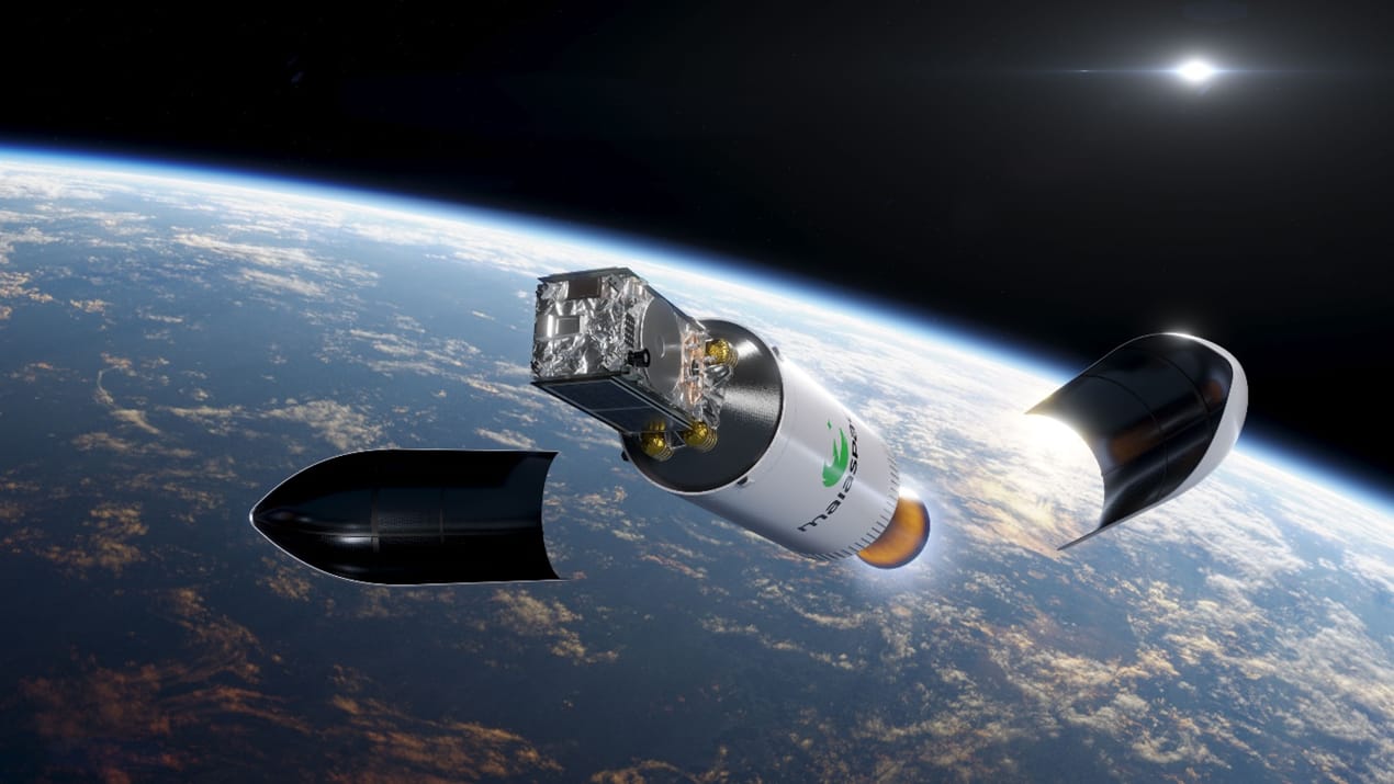 Maia fairing separation above Earth